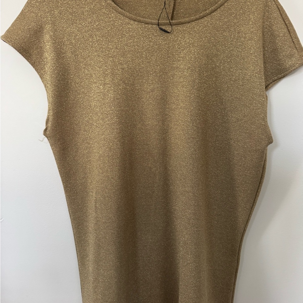 Zara Gold Cap Sleeve Boxy T-Shirt